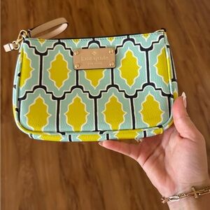 Kate Spade Geometric Yellow and Blue Clutch